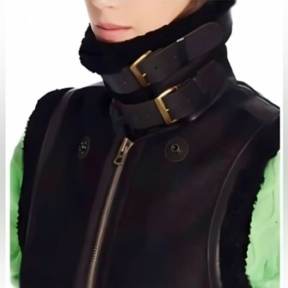 Polo Ralph Lauren Black Unisex Portuguese Lamb Shearling Aviator Vest - Picture 4 of 16